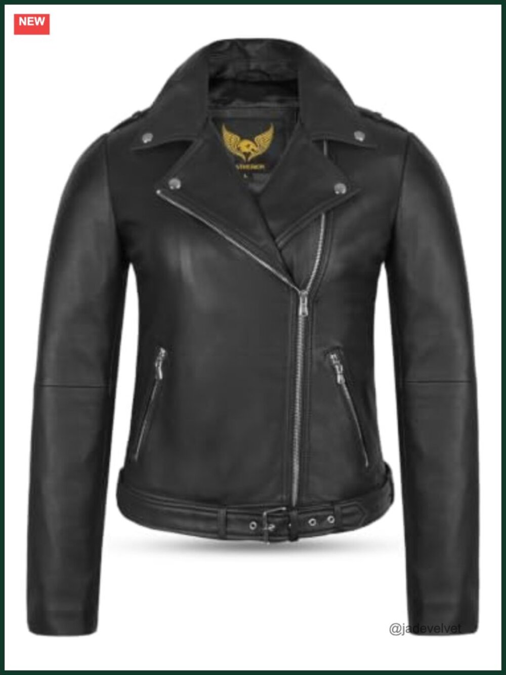 Lamb Nappa Leather Biker Jacket Belted Moto Coat for Women